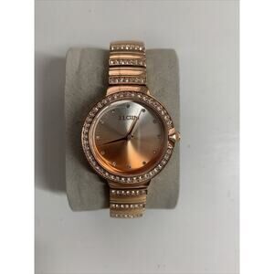 Elgin Watch Womens Gold Tone Crystal Rhinestones